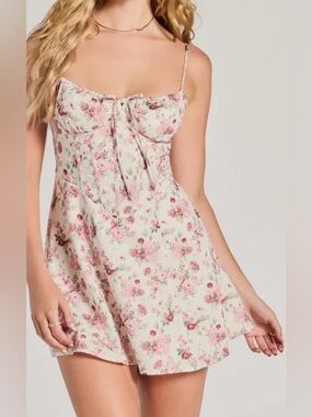 Floral Tie-Front Mini Dress
